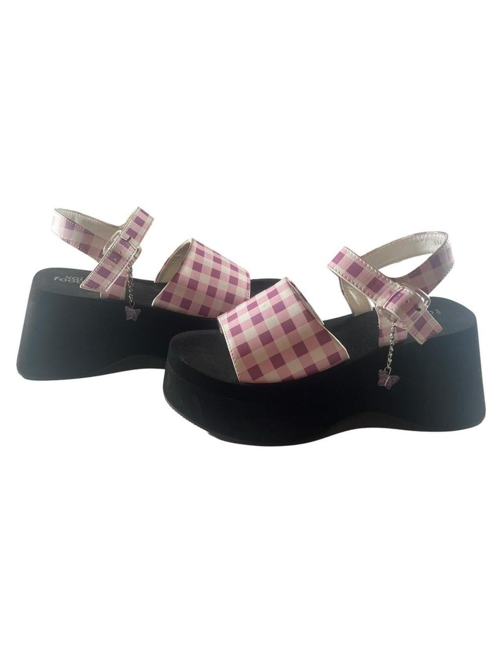 Koi Footwear Pink Gingham Platform Sandals